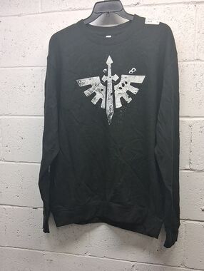 Mens Just Hoods By AWD Black Graphic Sweatshirt with White Sword Emblem